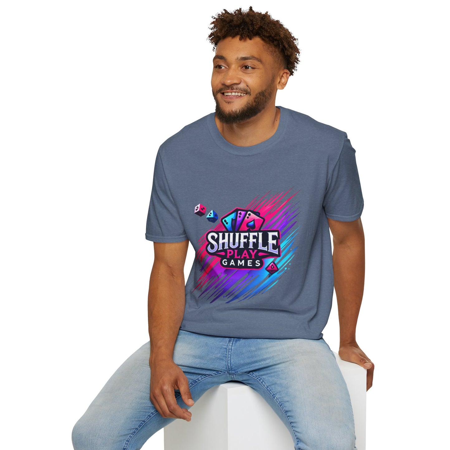 Shuffle Play Games Unisex Softstyle T-Shirt – Soft Gaming Tee for TCG Fans & Game Night Vibes