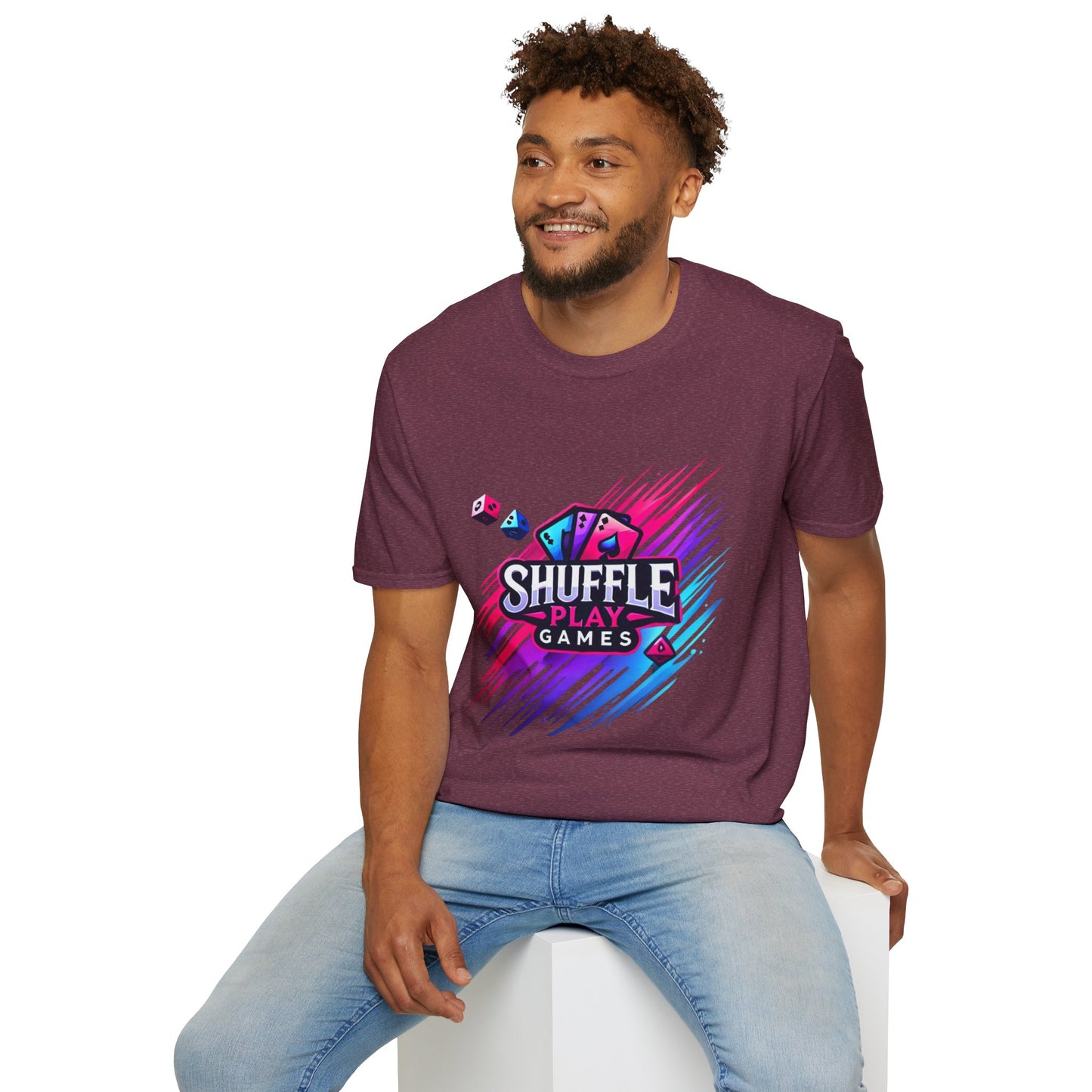 Shuffle Play Games Unisex Softstyle T-Shirt – Soft Gaming Tee for TCG Fans & Game Night Vibes