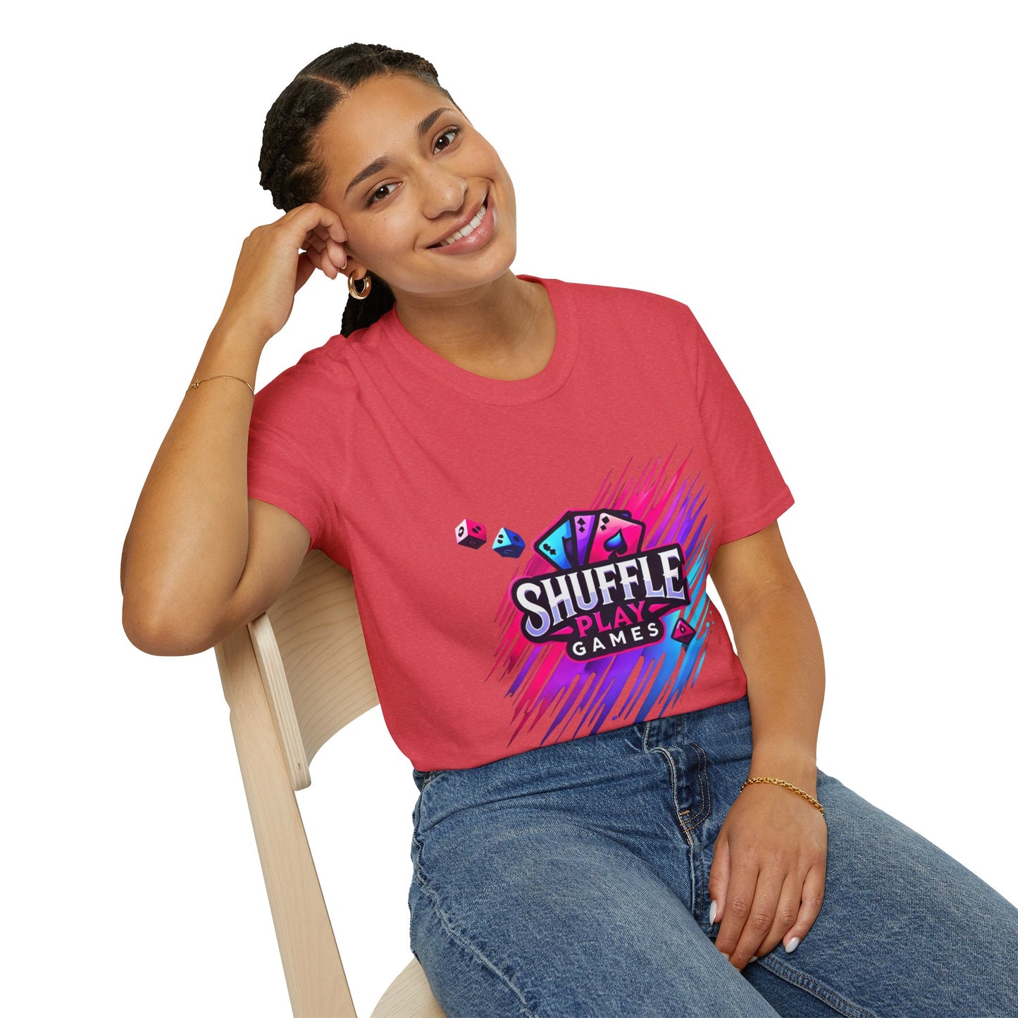 Shuffle Play Games Unisex Softstyle T-Shirt – Soft Gaming Tee for TCG Fans & Game Night Vibes