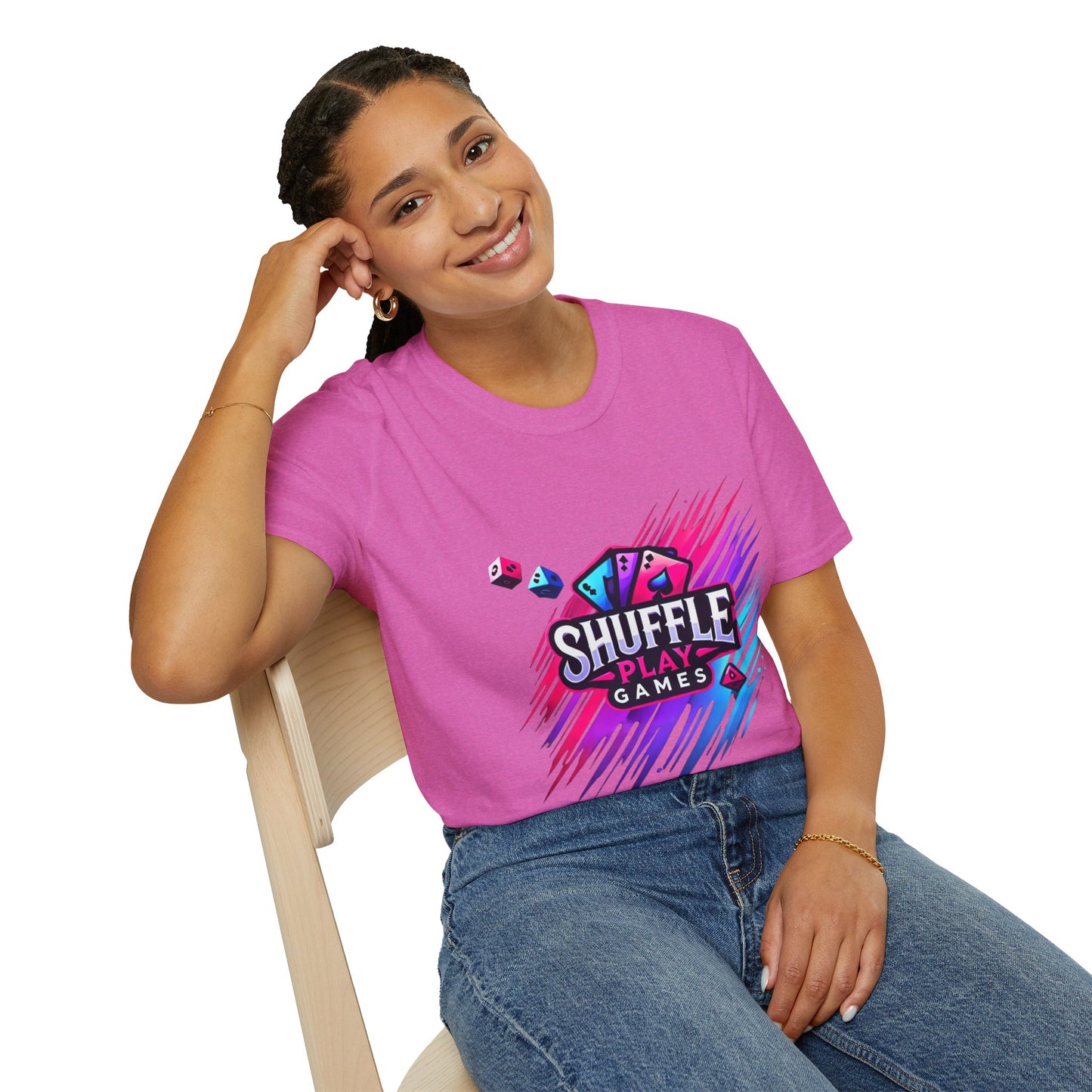 Shuffle Play Games Unisex Softstyle T-Shirt – Soft Gaming Tee for TCG Fans & Game Night Vibes