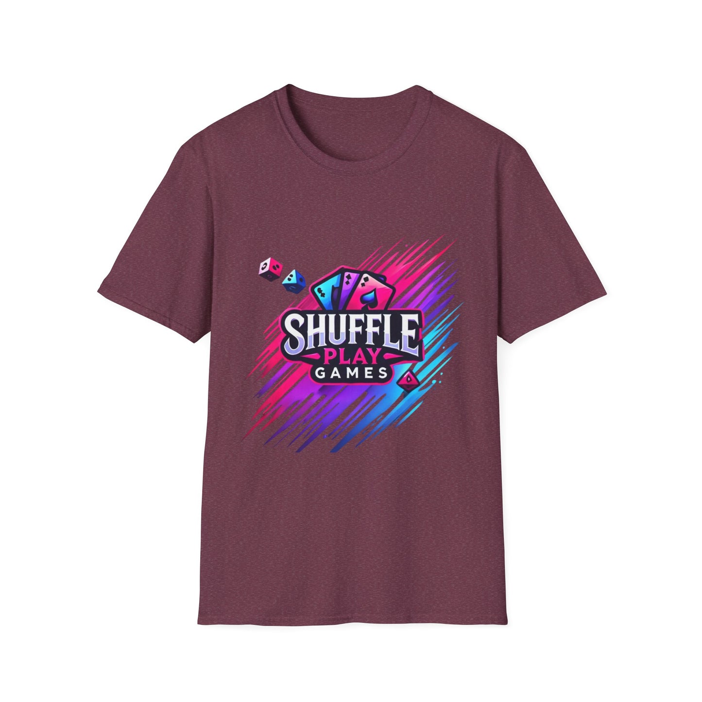 Shuffle Play Games Unisex Softstyle T-Shirt – Soft Gaming Tee for TCG Fans & Game Night Vibes