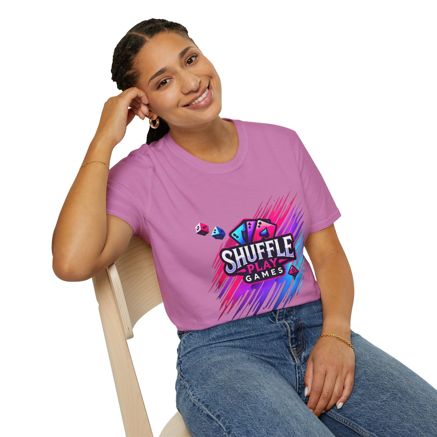 Shuffle Play Games Unisex Softstyle T-Shirt – Soft Gaming Tee for TCG Fans & Game Night Vibes