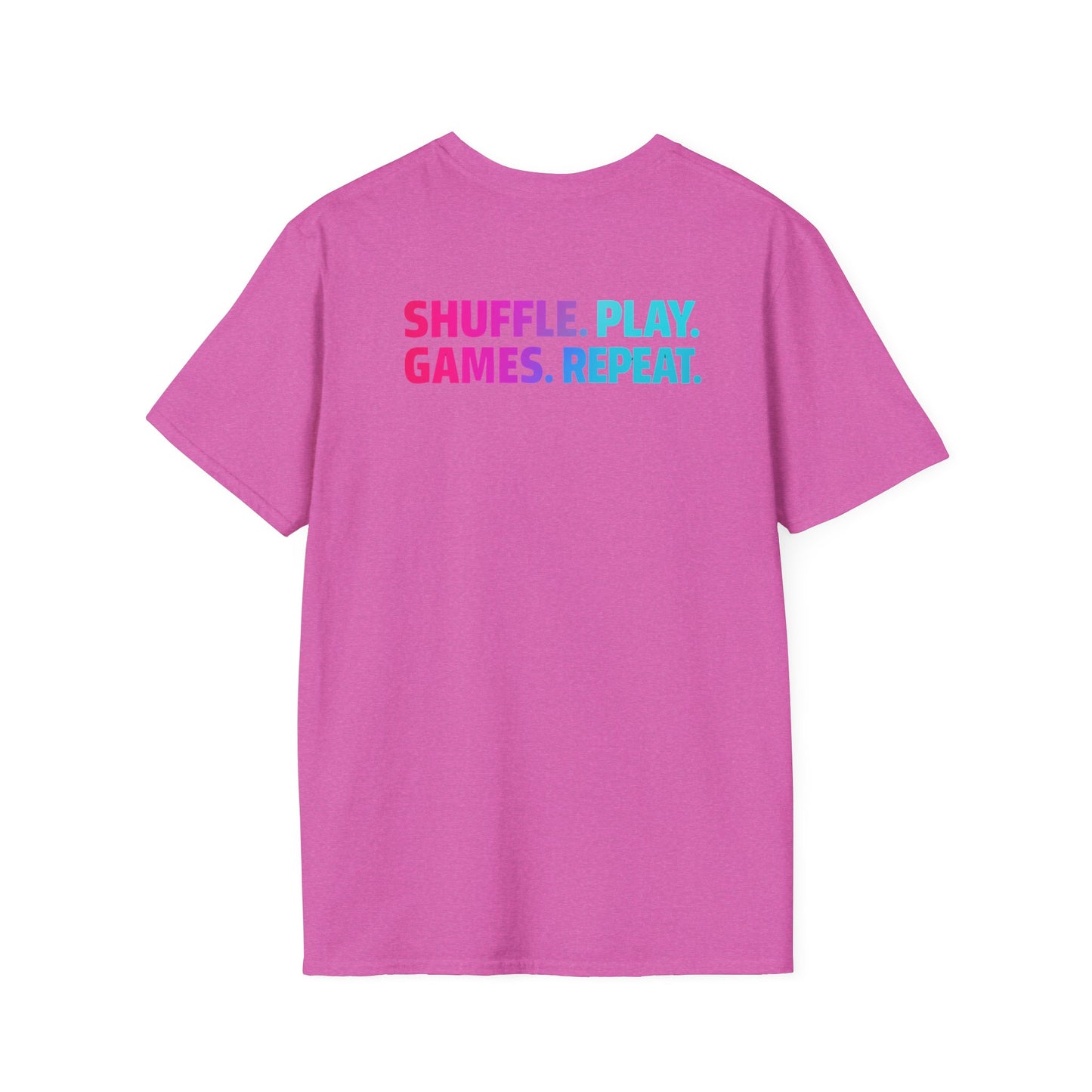 Shuffle Play Games Unisex Softstyle T-Shirt – Soft Gaming Tee for TCG Fans & Game Night Vibes