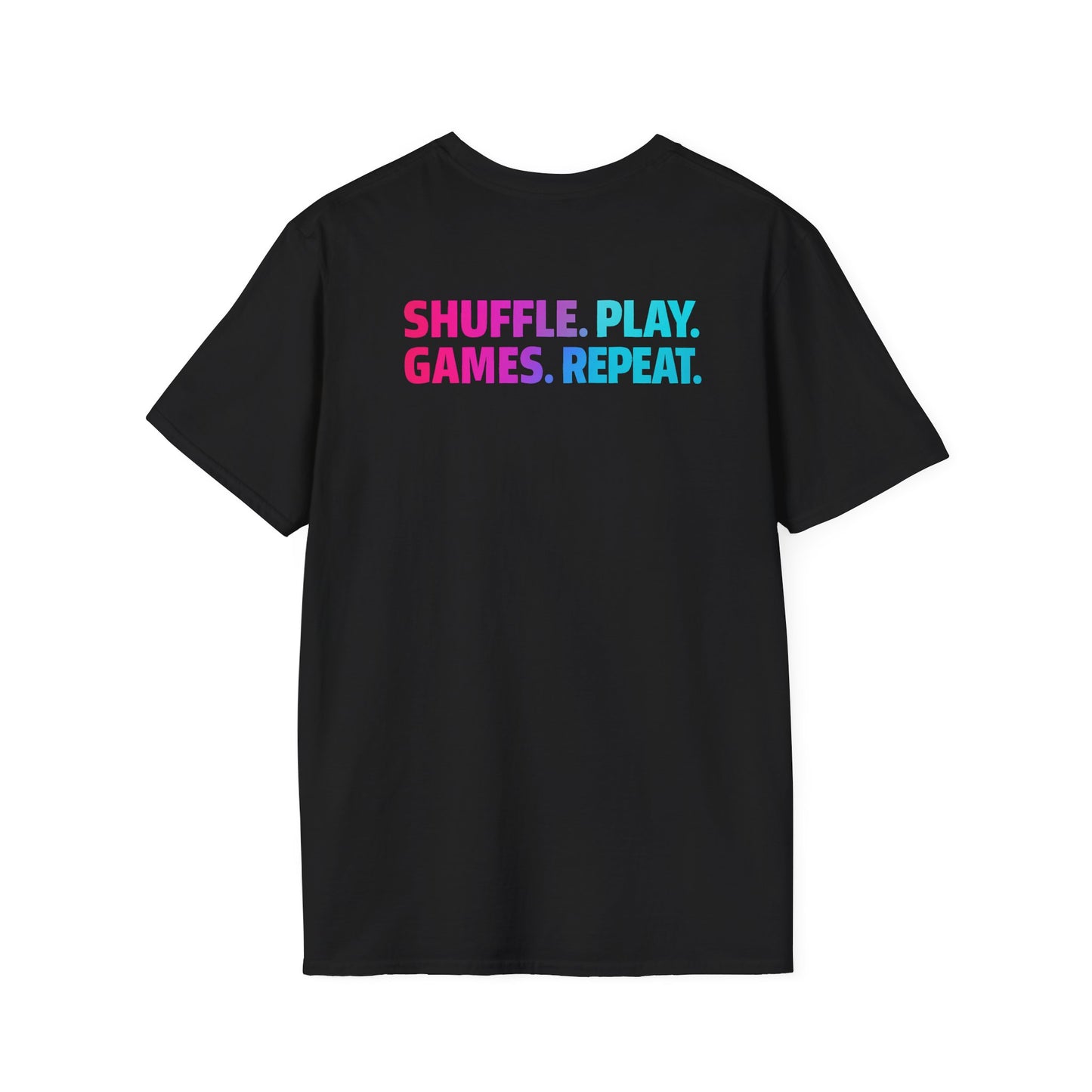 Shuffle Play Games Unisex Softstyle T-Shirt – Soft Gaming Tee for TCG Fans & Game Night Vibes