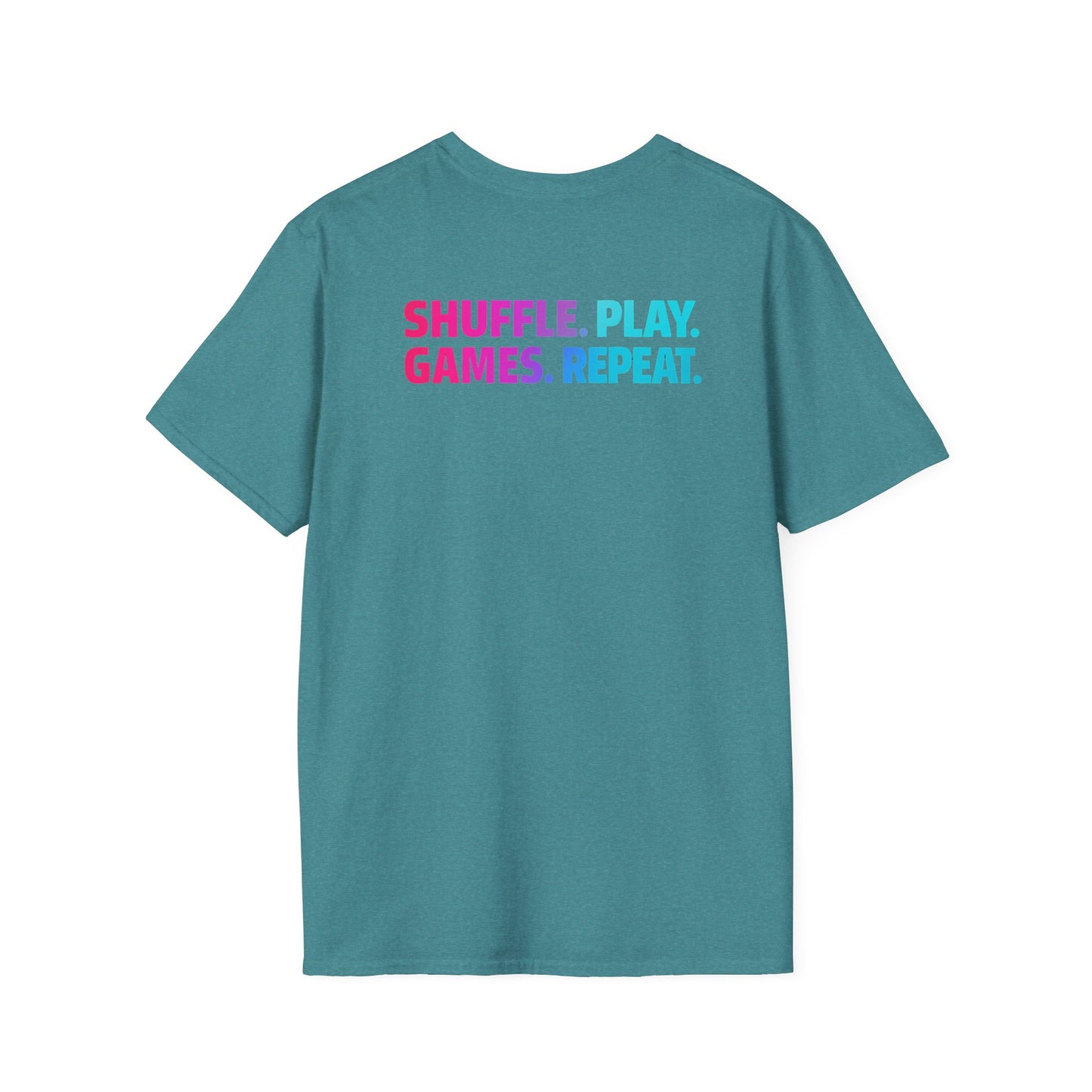 Shuffle Play Games Unisex Softstyle T-Shirt – Soft Gaming Tee for TCG Fans & Game Night Vibes