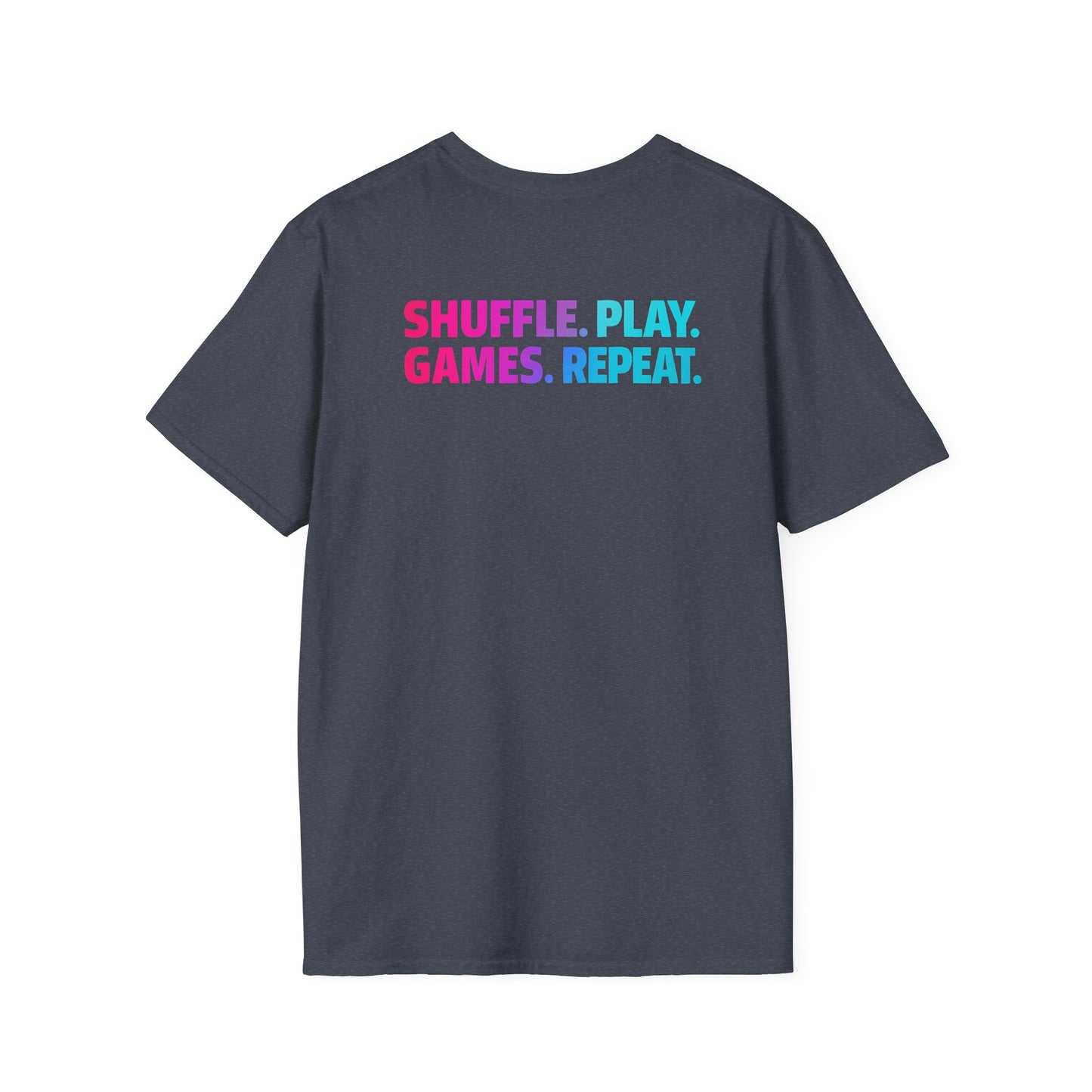 Shuffle Play Games Unisex Softstyle T-Shirt – Soft Gaming Tee for TCG Fans & Game Night Vibes