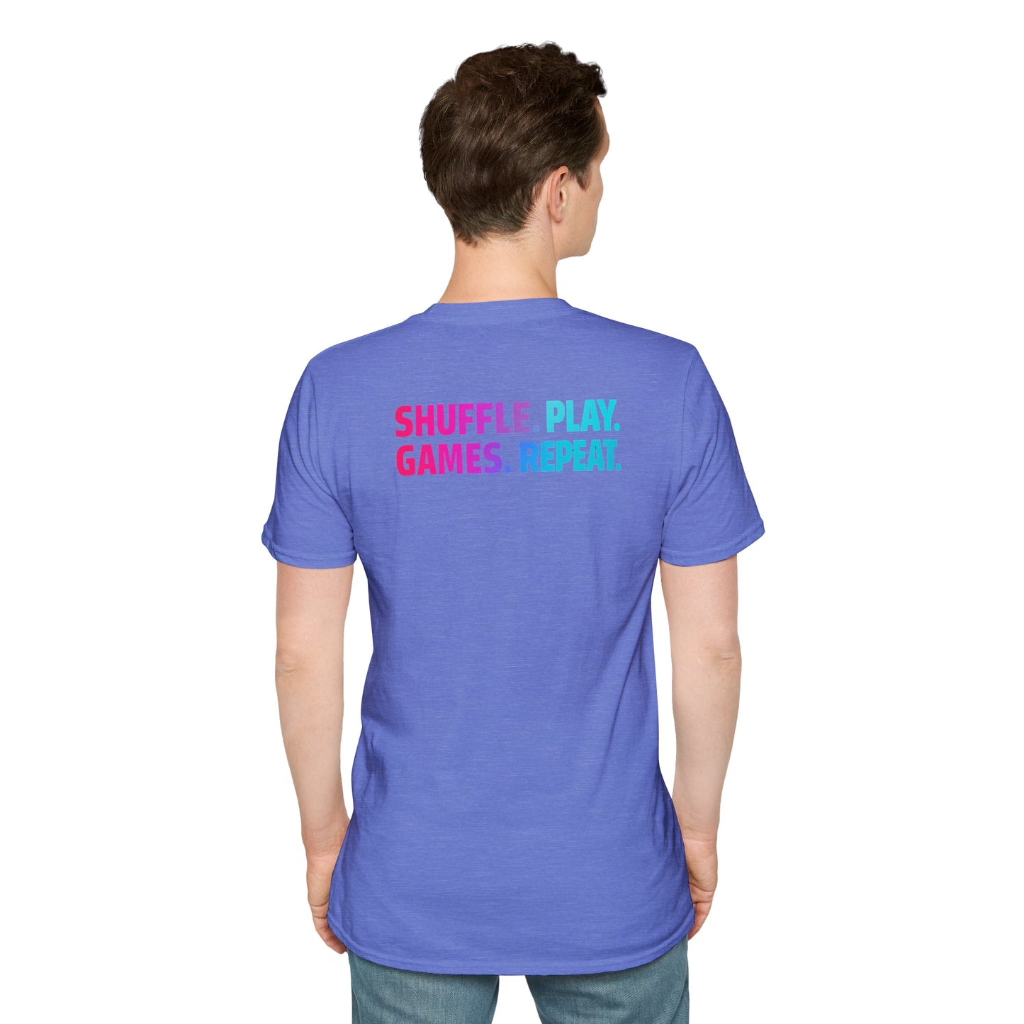 Shuffle Play Games Unisex Softstyle T-Shirt – Soft Gaming Tee for TCG Fans & Game Night Vibes