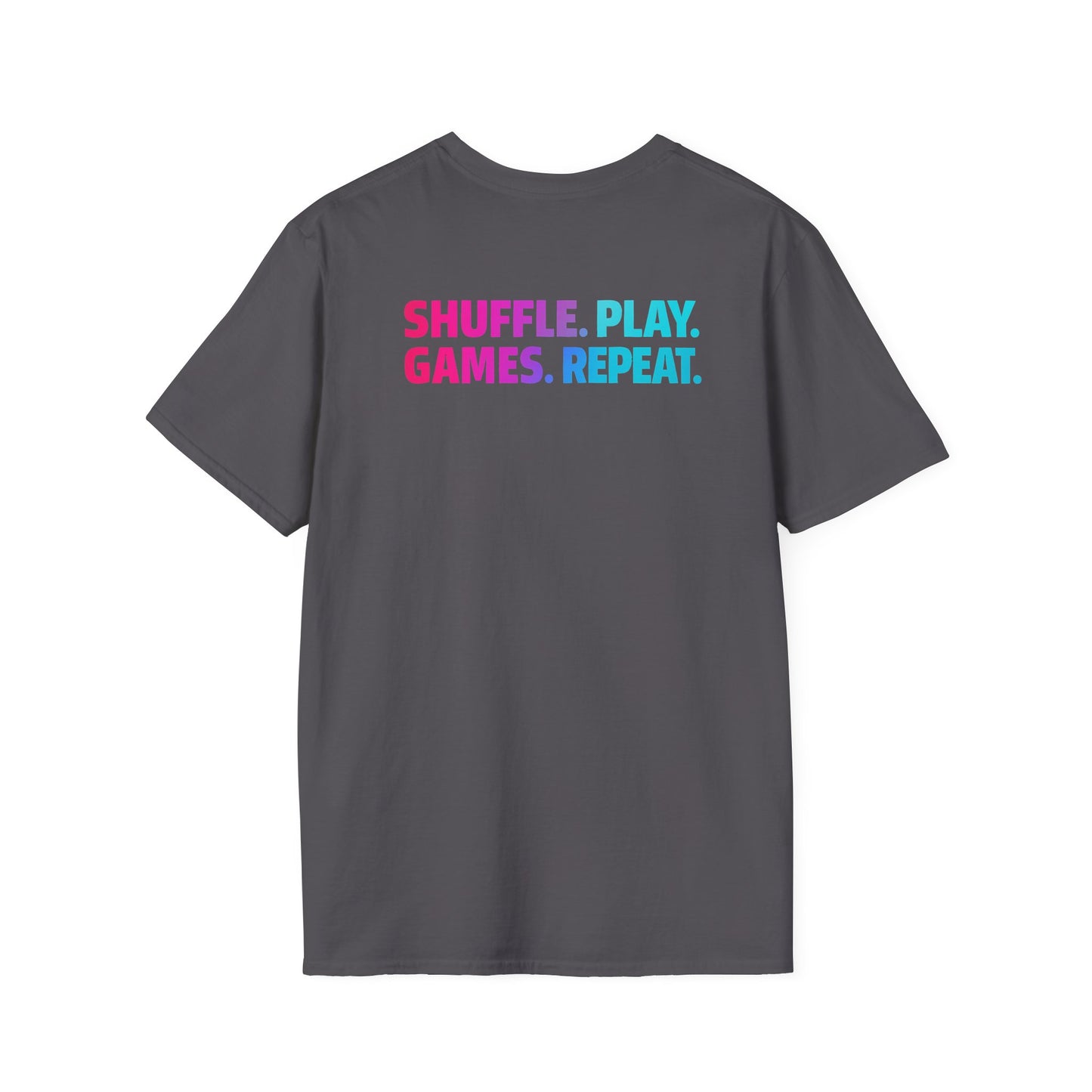 Shuffle Play Games Unisex Softstyle T-Shirt – Soft Gaming Tee for TCG Fans & Game Night Vibes