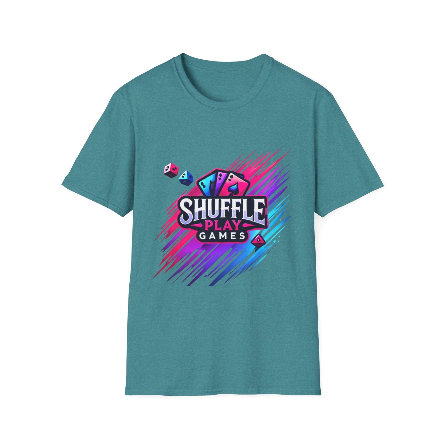 Shuffle Play Games Unisex Softstyle T-Shirt – Soft Gaming Tee for TCG Fans & Game Night Vibes