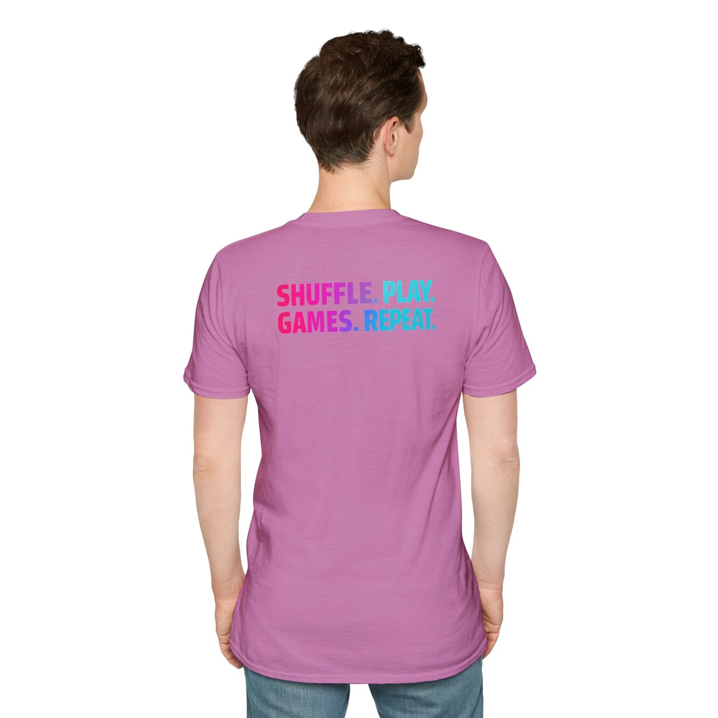 Shuffle Play Games Unisex Softstyle T-Shirt – Soft Gaming Tee for TCG Fans & Game Night Vibes