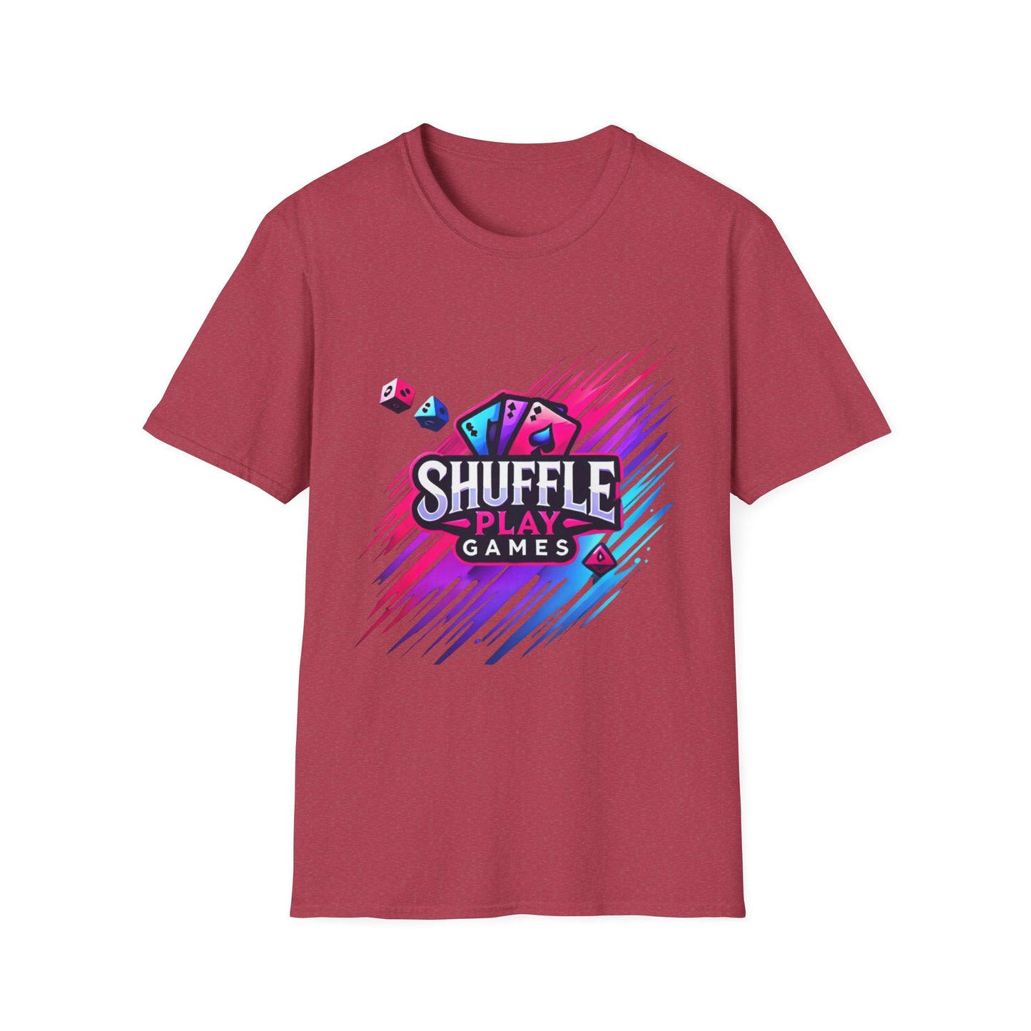 Shuffle Play Games Unisex Softstyle T-Shirt – Soft Gaming Tee for TCG Fans & Game Night Vibes