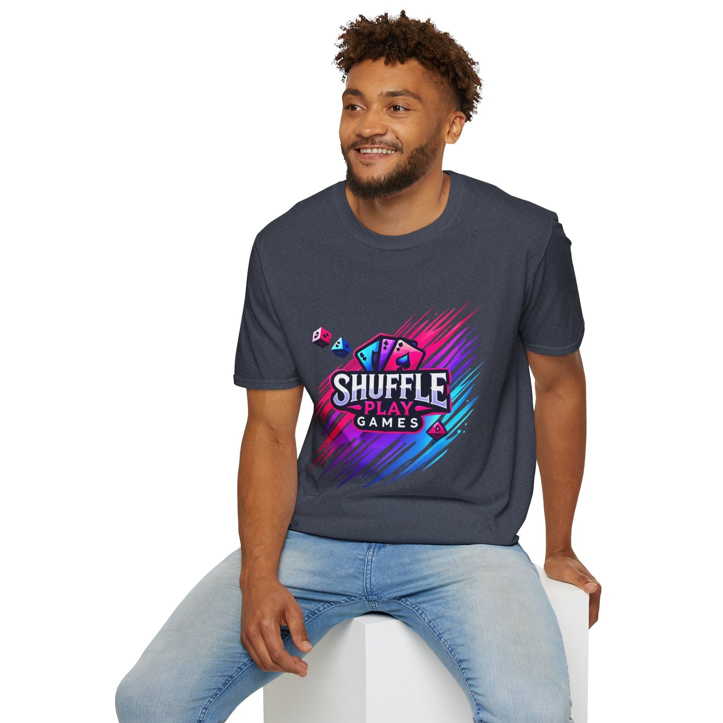 Shuffle Play Games Unisex Softstyle T-Shirt – Soft Gaming Tee for TCG Fans & Game Night Vibes