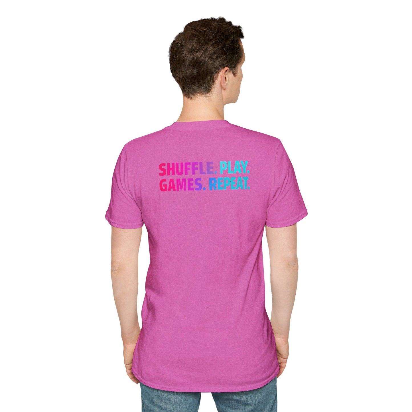 Shuffle Play Games Unisex Softstyle T-Shirt – Soft Gaming Tee for TCG Fans & Game Night Vibes