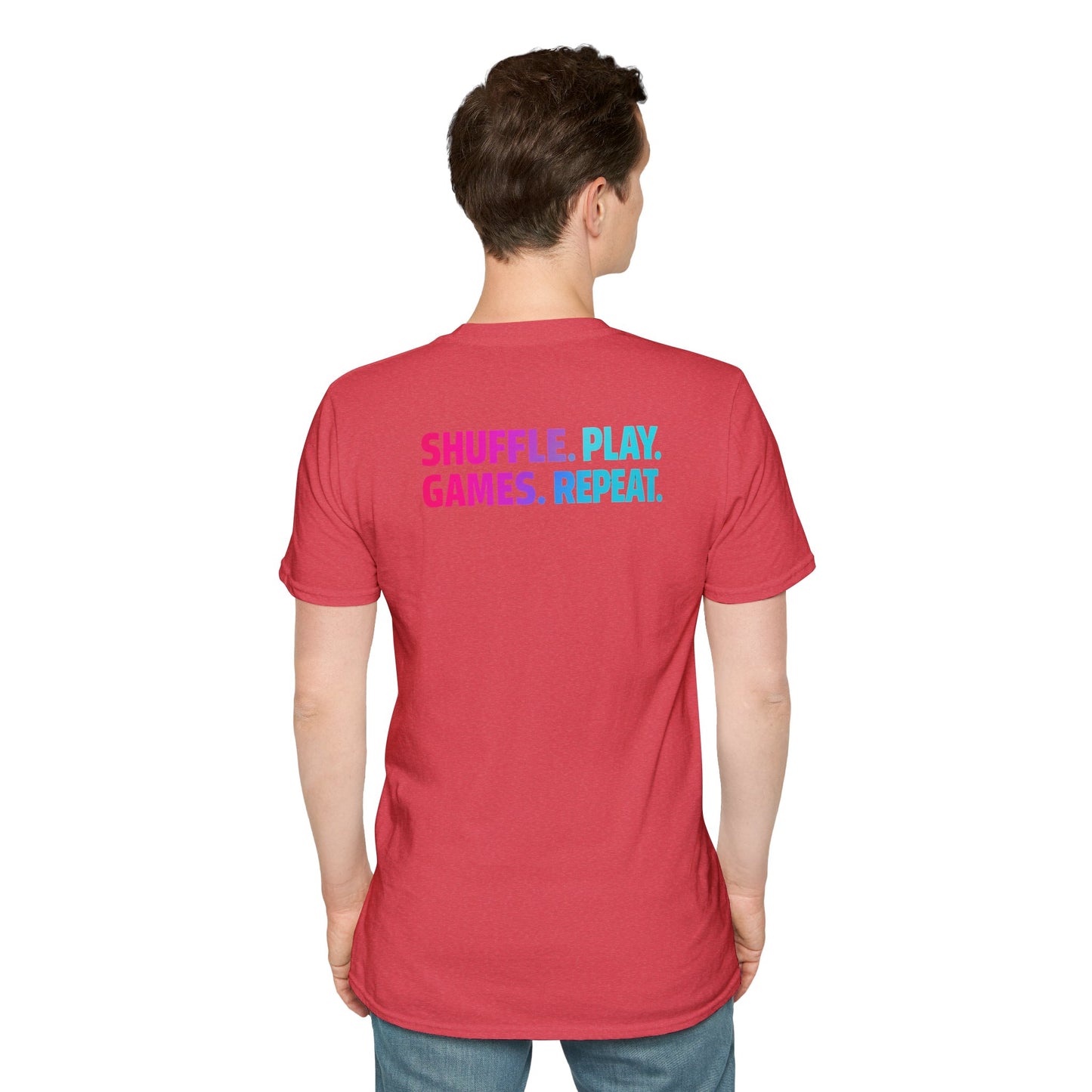 Shuffle Play Games Unisex Softstyle T-Shirt – Soft Gaming Tee for TCG Fans & Game Night Vibes
