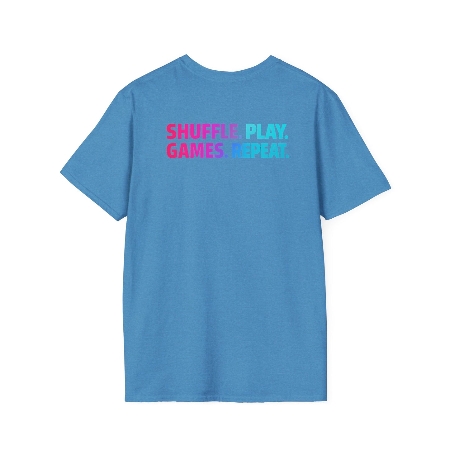 Shuffle Play Games Unisex Softstyle T-Shirt – Soft Gaming Tee for TCG Fans & Game Night Vibes