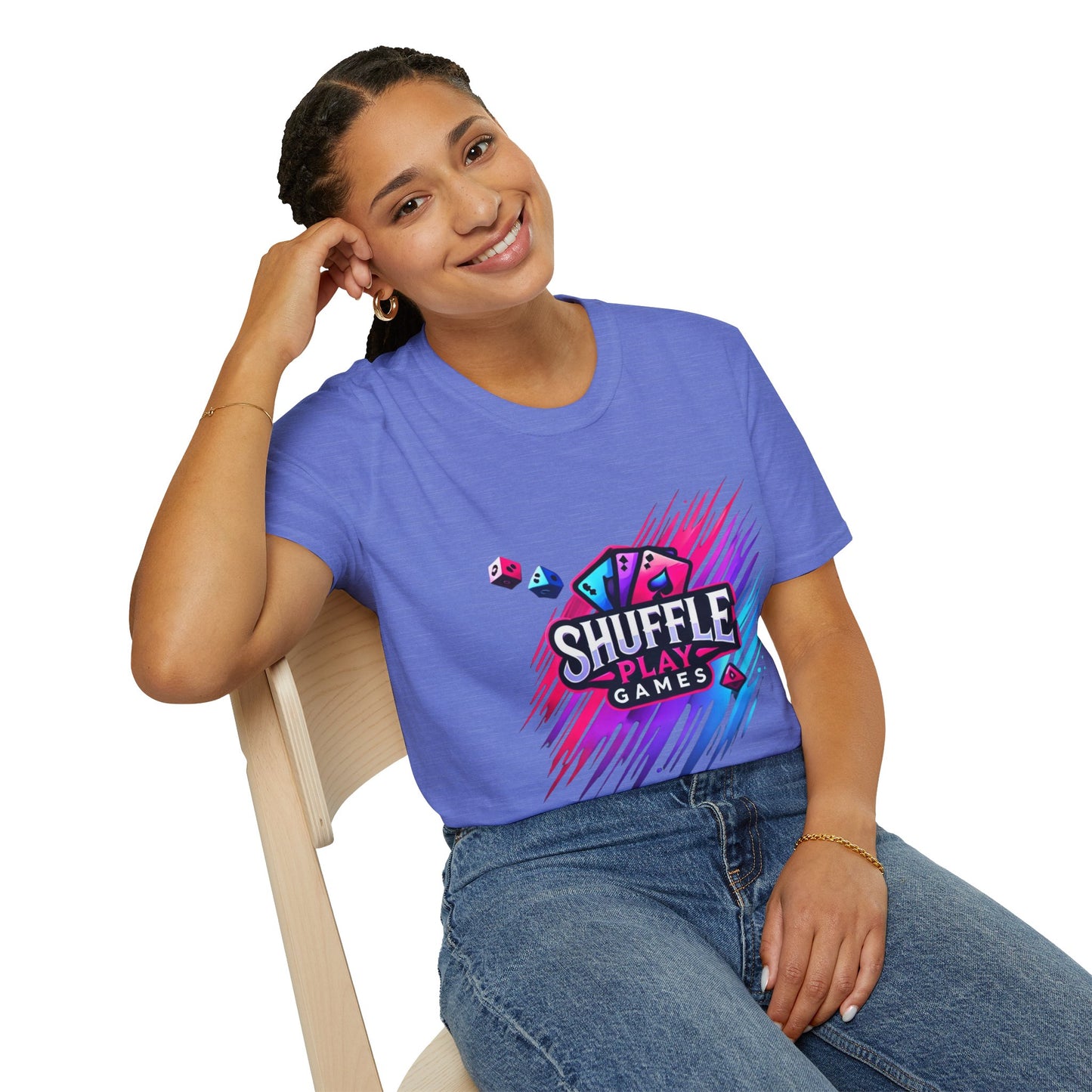Shuffle Play Games Unisex Softstyle T-Shirt – Soft Gaming Tee for TCG Fans & Game Night Vibes