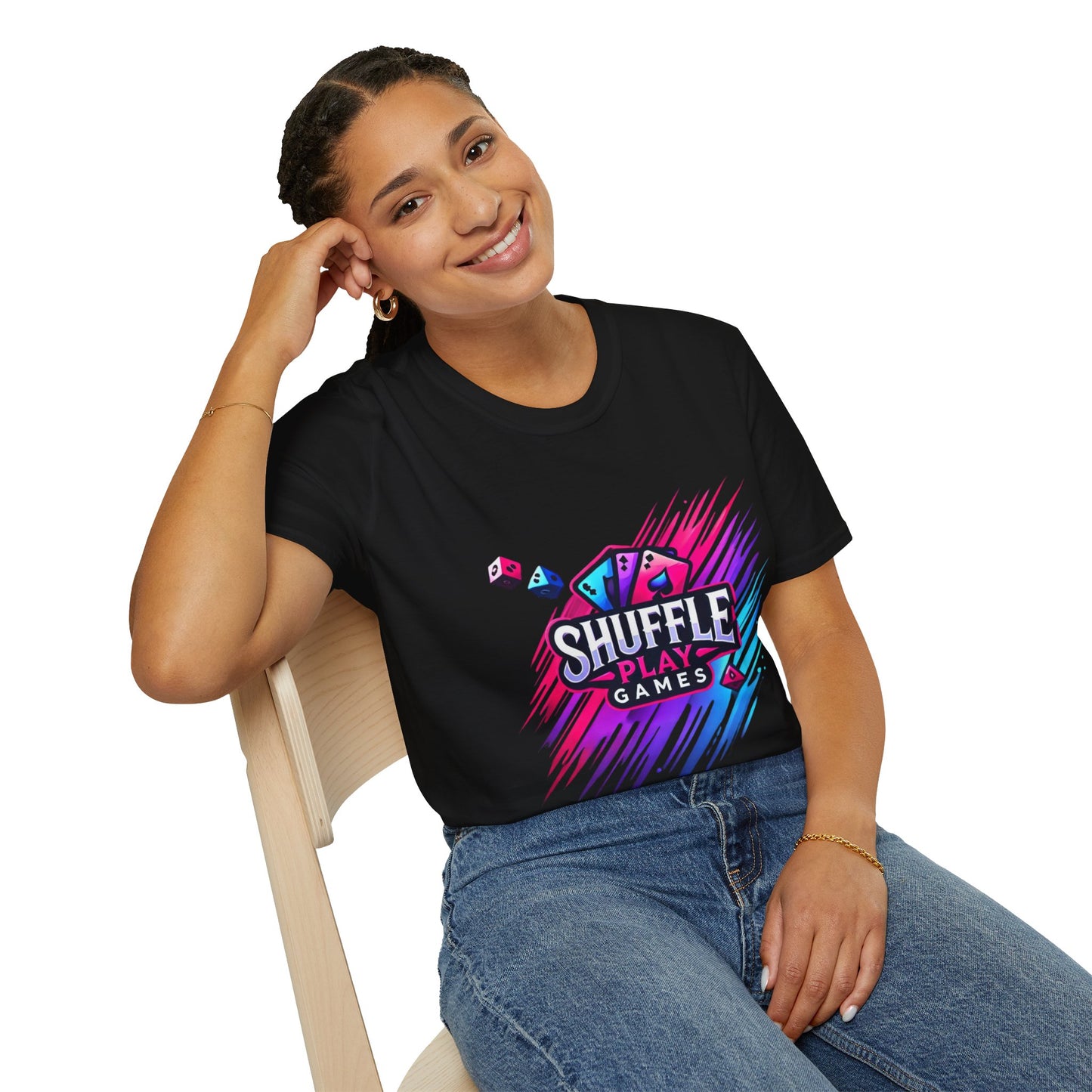 Shuffle Play Games Unisex Softstyle T-Shirt – Soft Gaming Tee for TCG Fans & Game Night Vibes