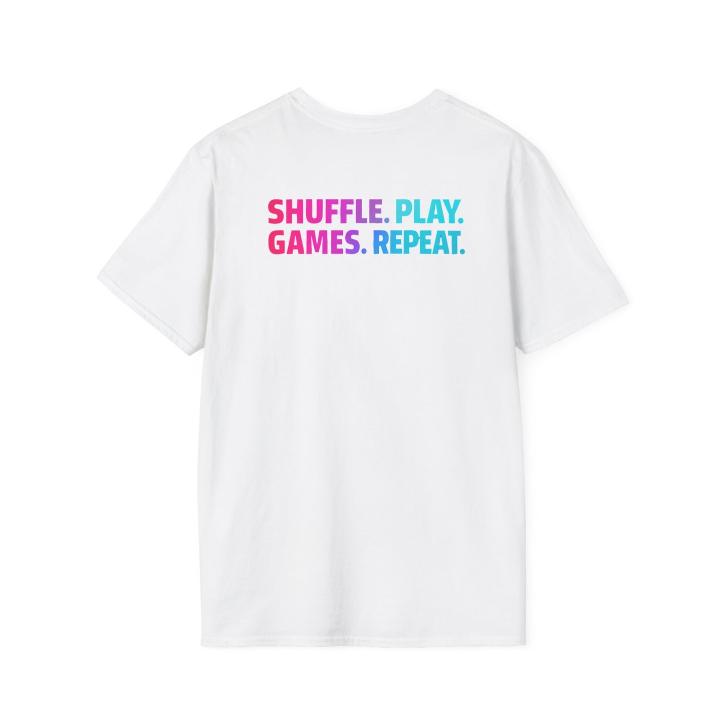 Shuffle Play Games Unisex Softstyle T-Shirt – Soft Gaming Tee for TCG Fans & Game Night Vibes