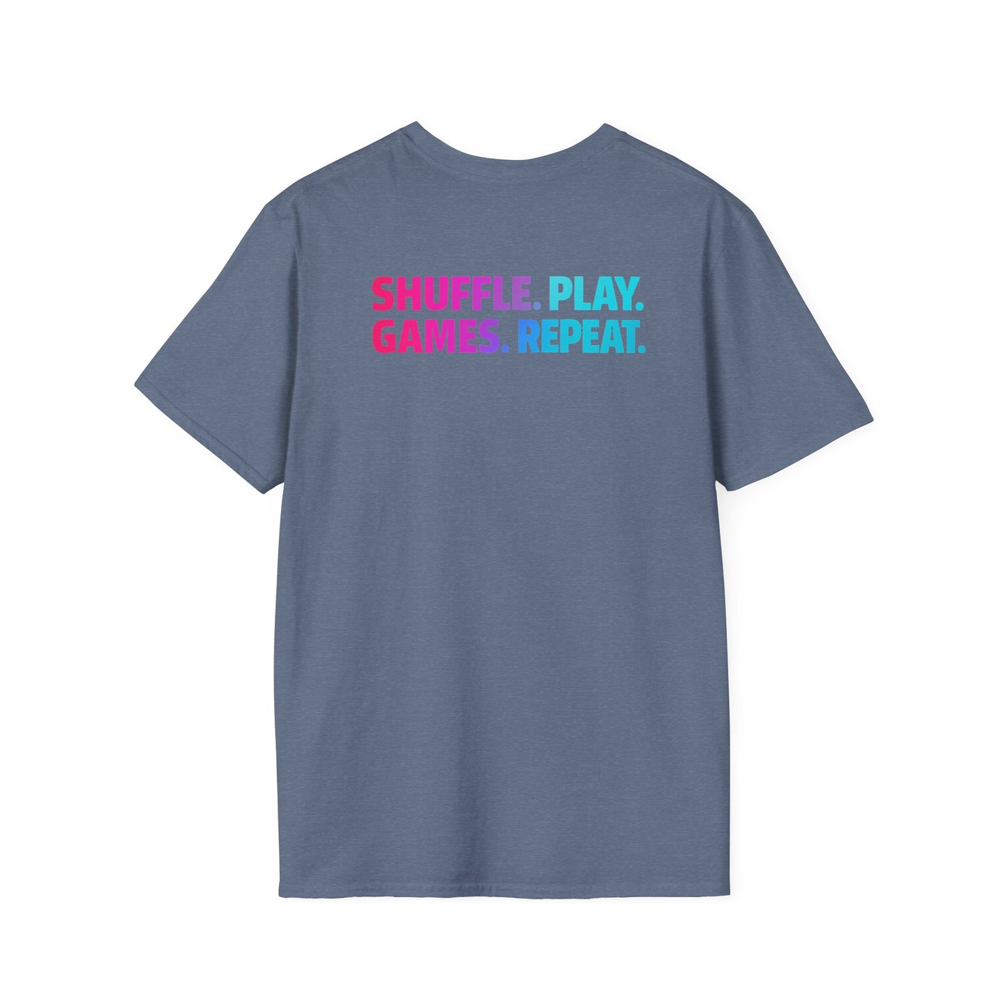 Shuffle Play Games Unisex Softstyle T-Shirt – Soft Gaming Tee for TCG Fans & Game Night Vibes