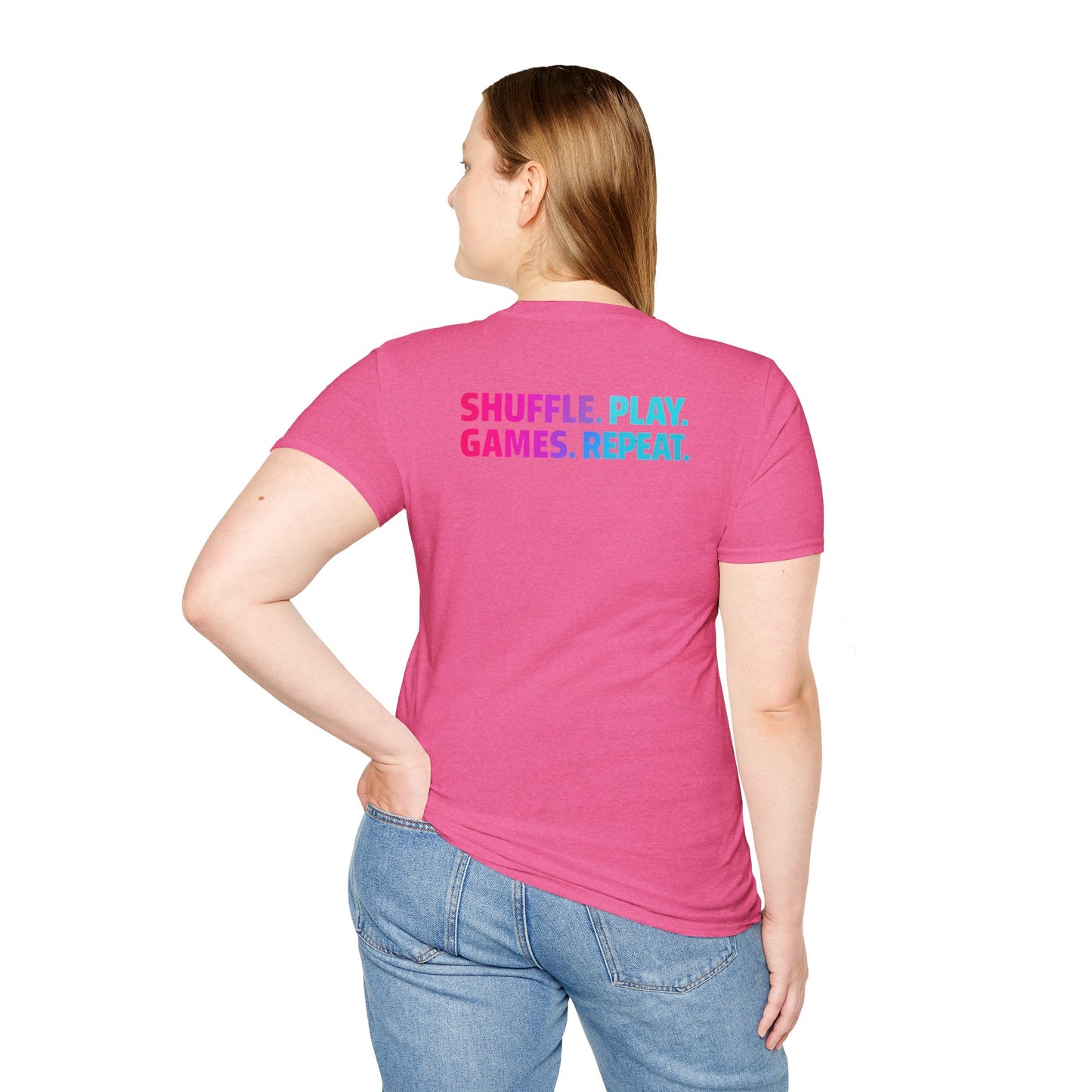 Shuffle Play Games Unisex Softstyle T-Shirt – Soft Gaming Tee for TCG Fans & Game Night Vibes