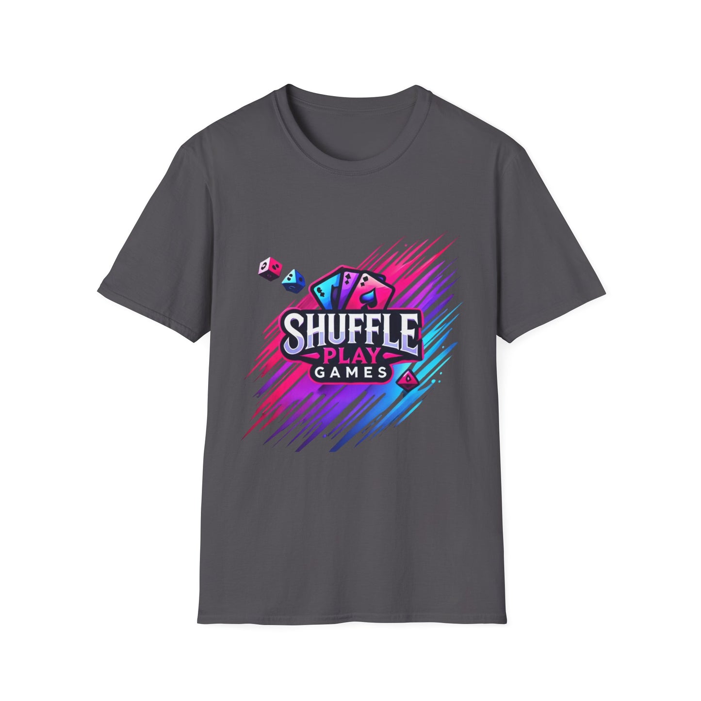 Shuffle Play Games Unisex Softstyle T-Shirt – Soft Gaming Tee for TCG Fans & Game Night Vibes