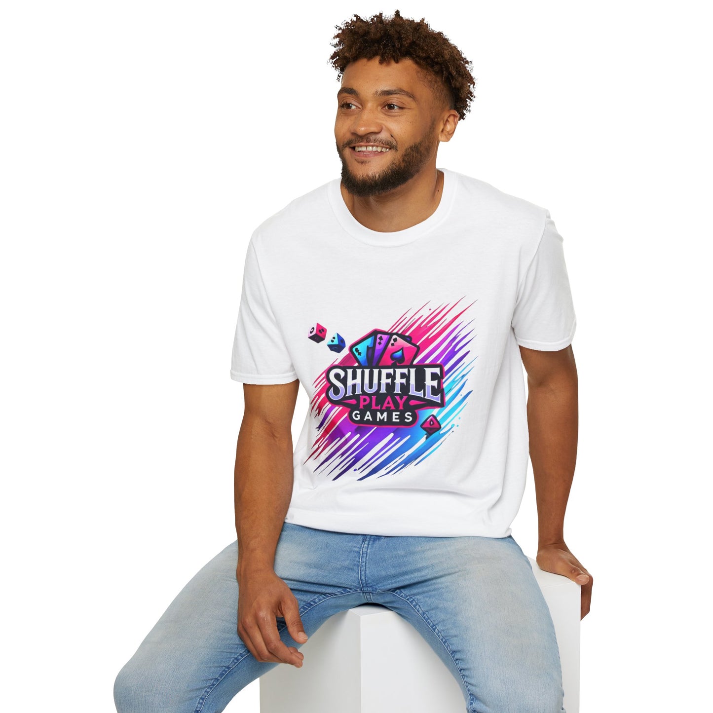 Shuffle Play Games Unisex Softstyle T-Shirt – Soft Gaming Tee for TCG Fans & Game Night Vibes