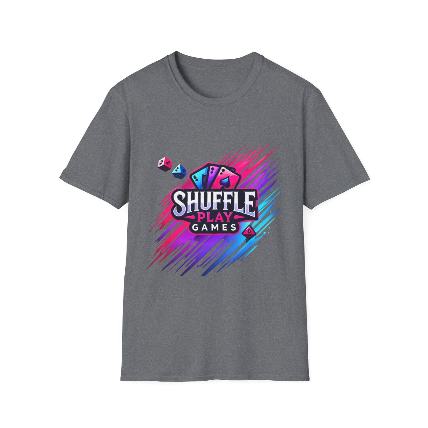 Shuffle Play Games Unisex Softstyle T-Shirt – Soft Gaming Tee for TCG Fans & Game Night Vibes