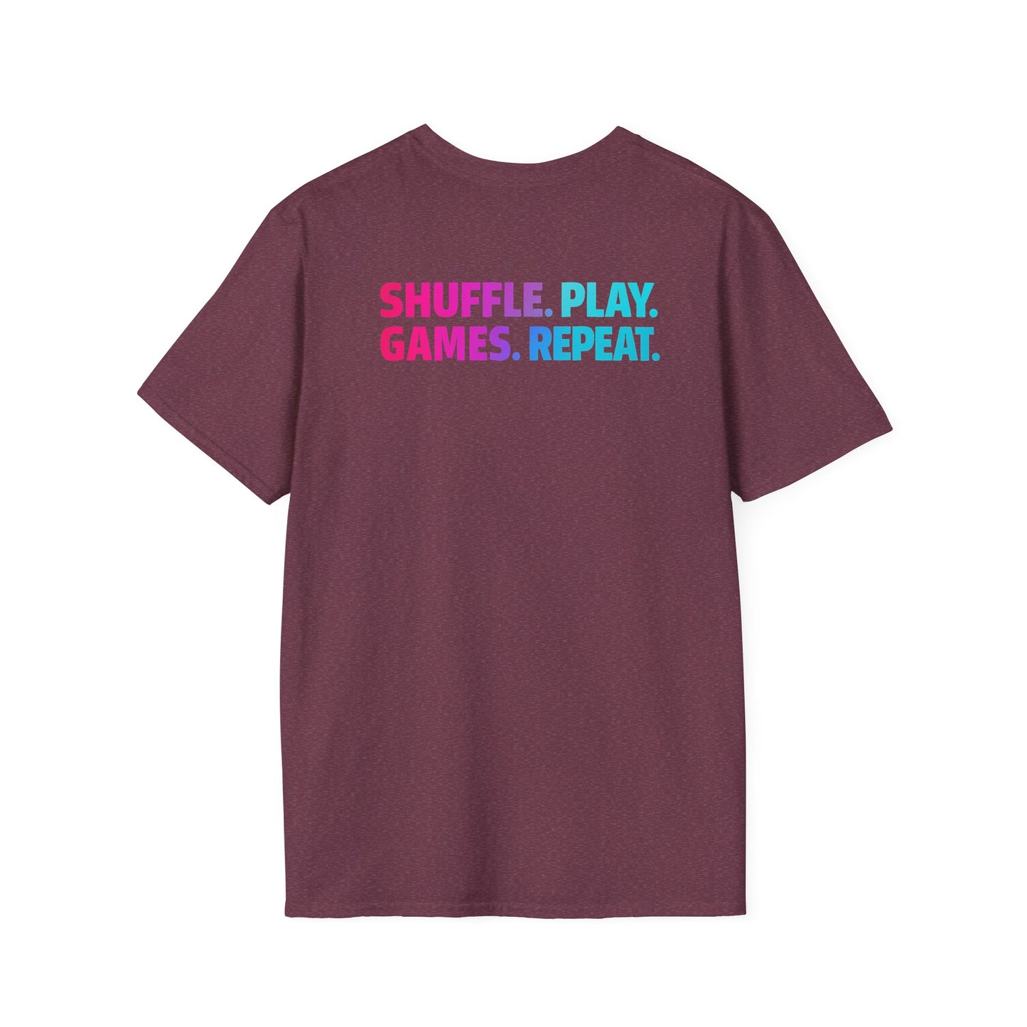 Shuffle Play Games Unisex Softstyle T-Shirt – Soft Gaming Tee for TCG Fans & Game Night Vibes