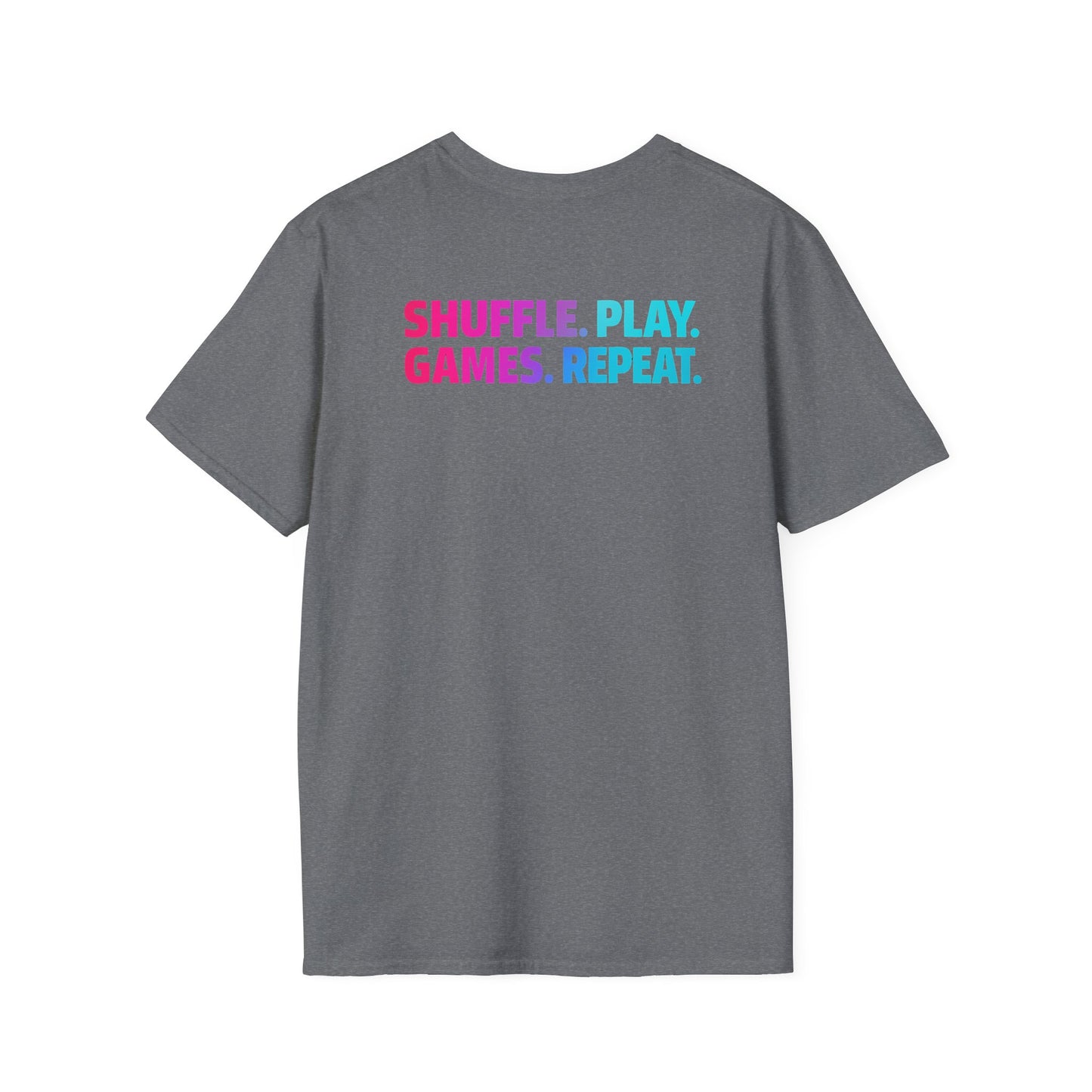 Shuffle Play Games Unisex Softstyle T-Shirt – Soft Gaming Tee for TCG Fans & Game Night Vibes
