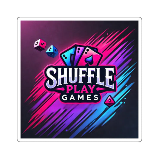 5 Pack - Shuffle Play Games Logo Sticker – 2x2" & 3x3" Glossy Square Sticker for Gamers, Deck Boxes & Laptops